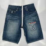 Flags Eight 732 Baggy Denim Shorts - 38W 15L Blue Cotton