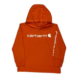 Age 8-10 Carhartt Spellout Hoodie - Small Orange Cotton
