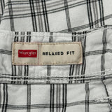 Wrangler Checked Cargo Shorts - 32W 10L Black & White Cotton