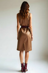 Sleeveless-dark-brown-trench-dress-back-scaled
