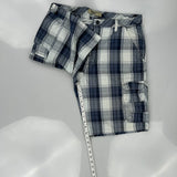 Wrangler Checked Cargo Shorts - 36W 11L Blue Cotton