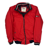 Tommy Hilfiger Denim Bomber Jacket - Large Red Polyester