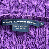 Ralph Lauren Sport Cable Knit Sweater - Large Purple Cotton