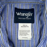 Wrangler Striped Short Sleeve Shirt - 2XL Blue Cotton Blend