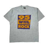 95 Wil Rock Fruit Of The Loom Single Stitch T-Shirt - XL Grey Cotton Blend