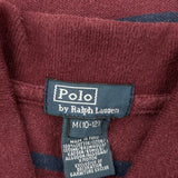 Age 8-9 Polo By Ralph Lauren Striped Polo Shirt - Medium Burgundy Cotton