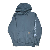 Carhartt Spellout Hoodie - Medium Blue Cotton