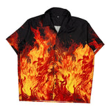 Flames Unbranded Graphic Hawaiian Shirt - XL Orange Polyester
