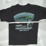 Northern Lights Harley Davidson Graphic T-Shirt - No Size Black Cotton