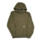 Carhartt Spellout Hoodie - Medium Green Cotton Blend