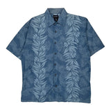 Puritan Floral Hawaiian Shirt - Large Blue Cotton