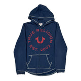 True Religion Graphic Hoodie - Large Blue Cotton