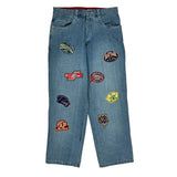 Various City Patches Unbranded Hip Hop Jeans - 38W 34L Blue Cotton