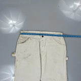 Dickies Double Knee Carpenter Trousers - 36W 30L White Cotton