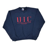 University Of Illinois Chicago Russell Athletic College Sweatshirt - Large Navy Cotton