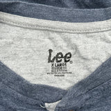Lee Henley T-Shirt - XL Blue Cotton Blend