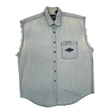 Biker Blues. Made In USA Harley Davidson Denim Shirt - XL Light Wash Cotton