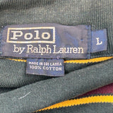 Polo By Ralph Lauren Striped 1/4 Zip - Large Green Cotton