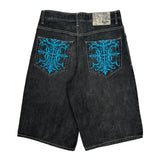 Southpole Graphic Denim Shorts - 33W 12L Black Denim