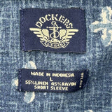 Vintage Dockers Short Sleeve Shirt - Large Blue Linen Blend