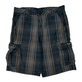 Wrangler Checked Cargo Shorts - 32W 10L Black Cotton
