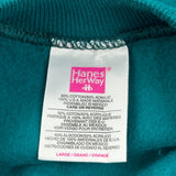 90S Blank Hanes Sweatshirt - Large Green Cotton Blend