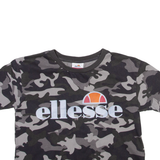 ELLESSE Cropped Camo Womens T-Shirt Grey UK 4