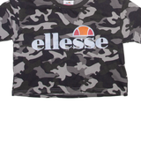 ELLESSE Cropped Camo Womens T-Shirt Grey UK 4