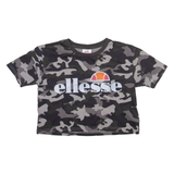 ELLESSE Cropped Camo Womens T-Shirt Grey UK 4