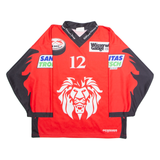 OCHSNER #12 Swiss Ice Hockey Boys Jersey Red 3/4 Sleeve V-Neck M