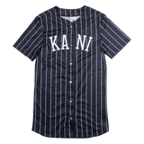 KARL KANI Striped Baseball Womens Jersey Black V-Neck XS