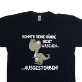 GILDAN German Dinosaur Mens T-Shirt Black Crew Neck XL