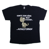 GILDAN German Dinosaur Mens T-Shirt Black Crew Neck XL