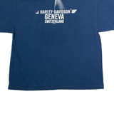 HARLEY DAVIDSON Geneva Mens Biker T-Shirt Blue Crew Neck 2XL