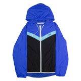 FILA Mens Windbreaker Jacket Blue Hooded Colourblock L