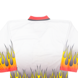 JERSEY53 Flames Sun Mens Jersey White 3/4 Sleeve V-Neck S