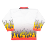 JERSEY53 Flames Sun Mens Jersey White 3/4 Sleeve V-Neck S
