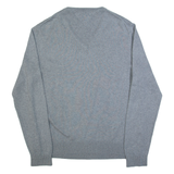 TOMMY HILFIGER Mens Jumper Grey V-Neck Tight Knit L
