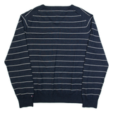 TOMMY HILFIGER Mens Patterned Jumper Blue Striped Tight Knit 2XL