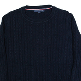TOMMY HILFIGER Womens Jumper Blue Cable Knit XL