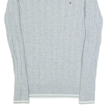 TOMMY HILFIGER Womens Jumper Grey Cable Knit XS