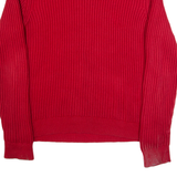 LL BEAN Mens Jumper Red Chunky Knit L