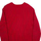 LL BEAN Mens Jumper Red Chunky Knit L