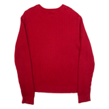 LL BEAN Mens Jumper Red Chunky Knit L