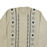 NEW TEX Womens Patterned Jumper Beige Striped Tight Knit L