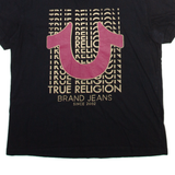 TRUE RELIGION Mens T-Shirt Black V-Neck L