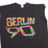 LUCK Mens T-Shirt Grey Sleeveless 90s L