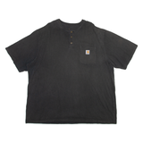 CARHARTT Mens T-Shirt Grey Button Neck 2XL