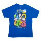 DISNEY Mickey Goofy Donald Pluto Mens T-Shirt Blue L