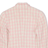 TRIX SCHOBER Womens Blazer Jacket Pink Knit Wool 90s Check UK 10
